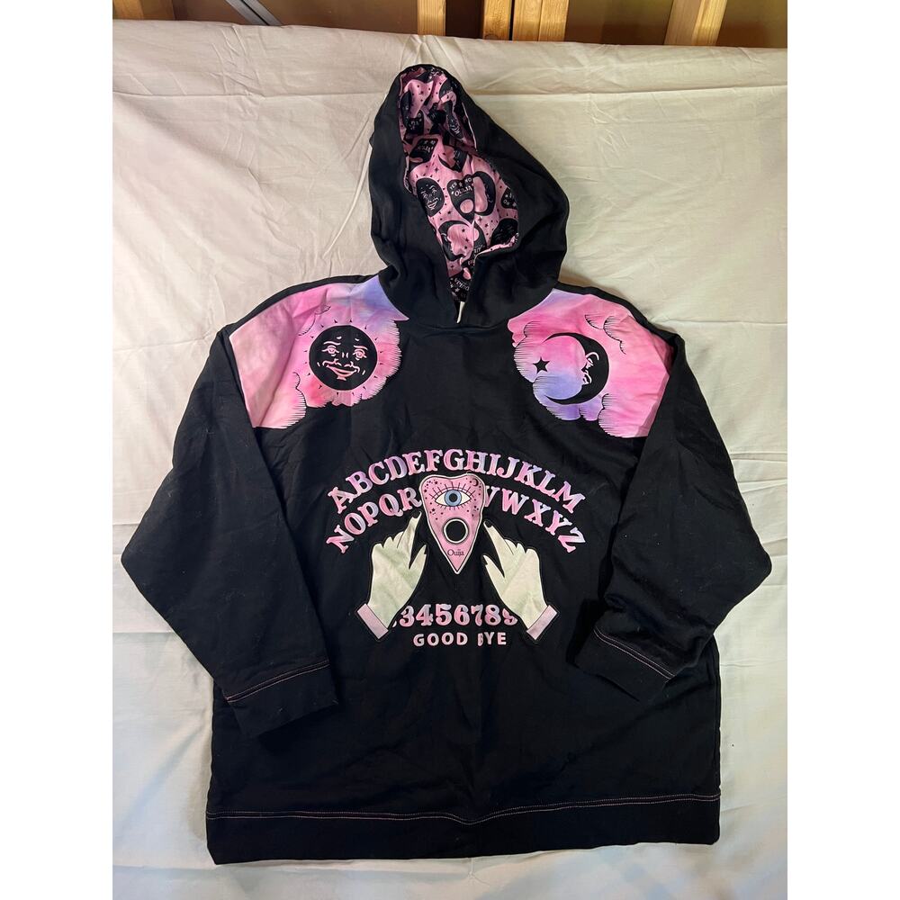 Black pink Ouija board hoodie sweatshirt womens XL